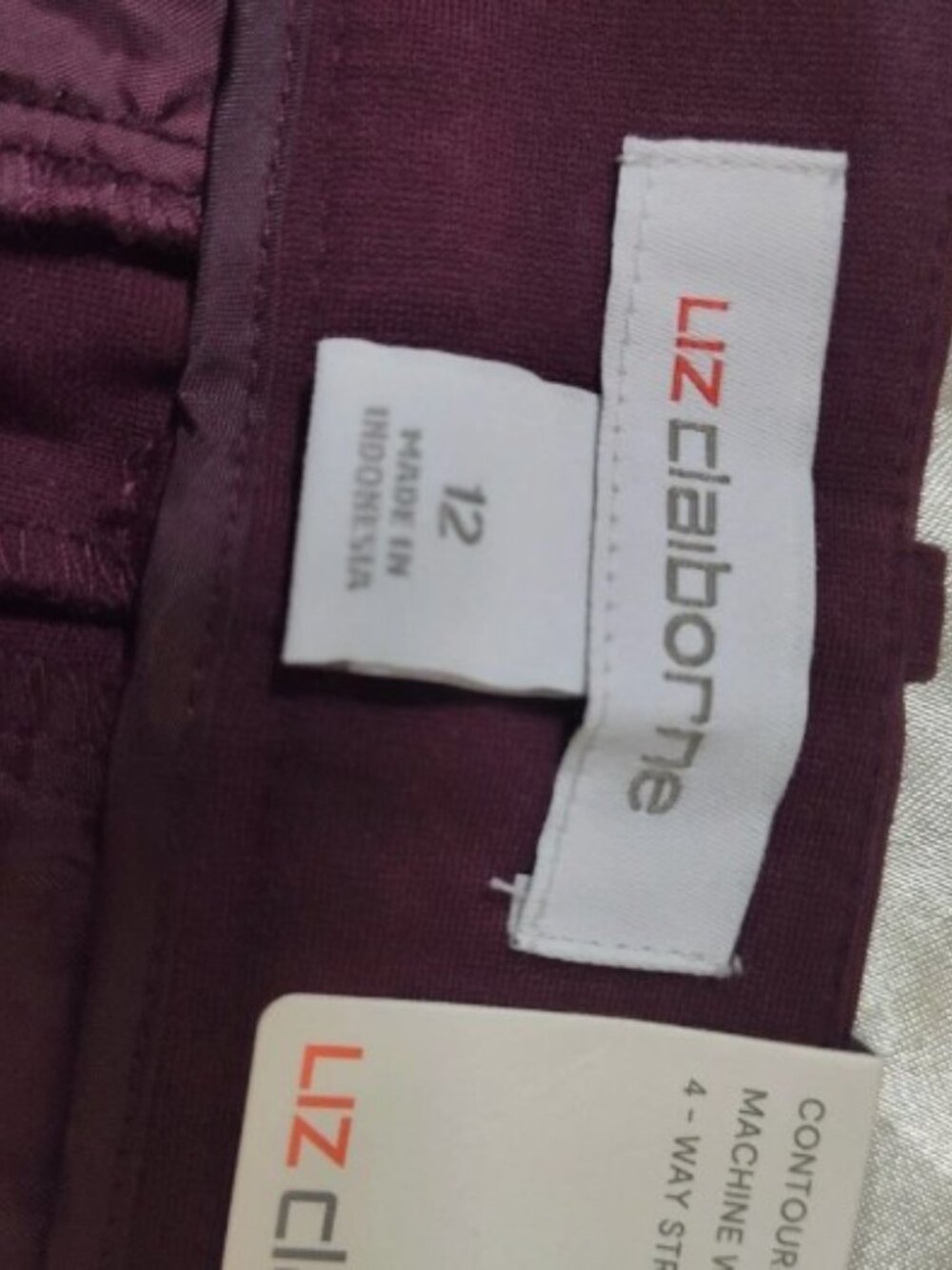 NWT Liz Claiborne Emma Purple Ankle Pants Size 12 Slim Tapered Stretch Zip - Picture 3 of 14